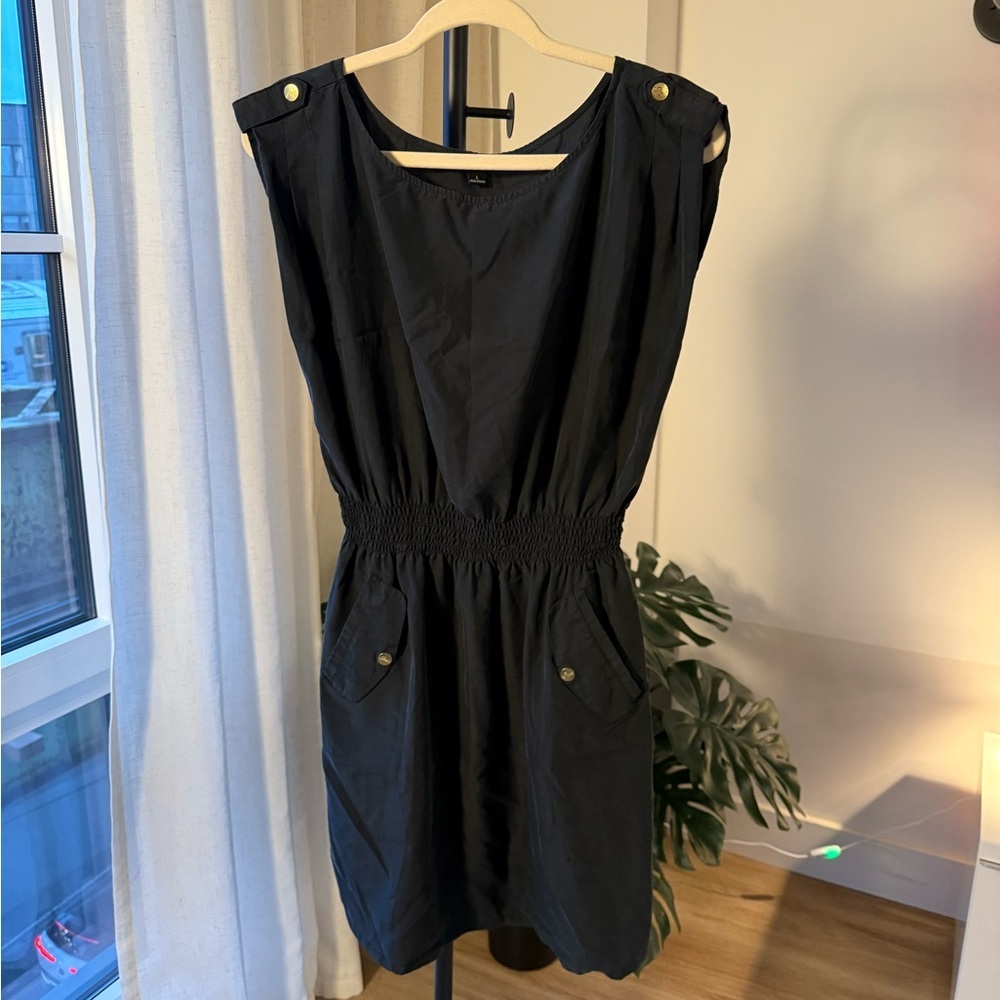 Guess Black Cinched-Waist Mini Dress – Size L